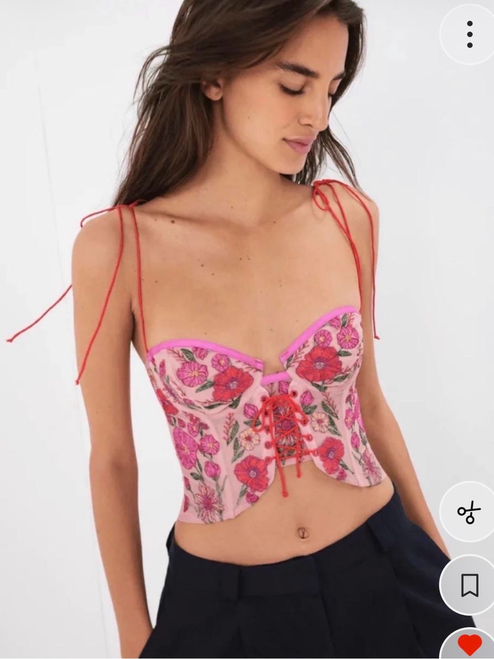 Pre-Loved For Love & Lemons Pink Kaylee Crop Top -M-EUC